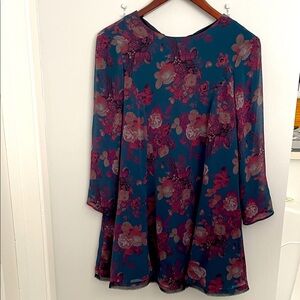 Kimchi Blue Teal and Purple Floral Blouse size xs